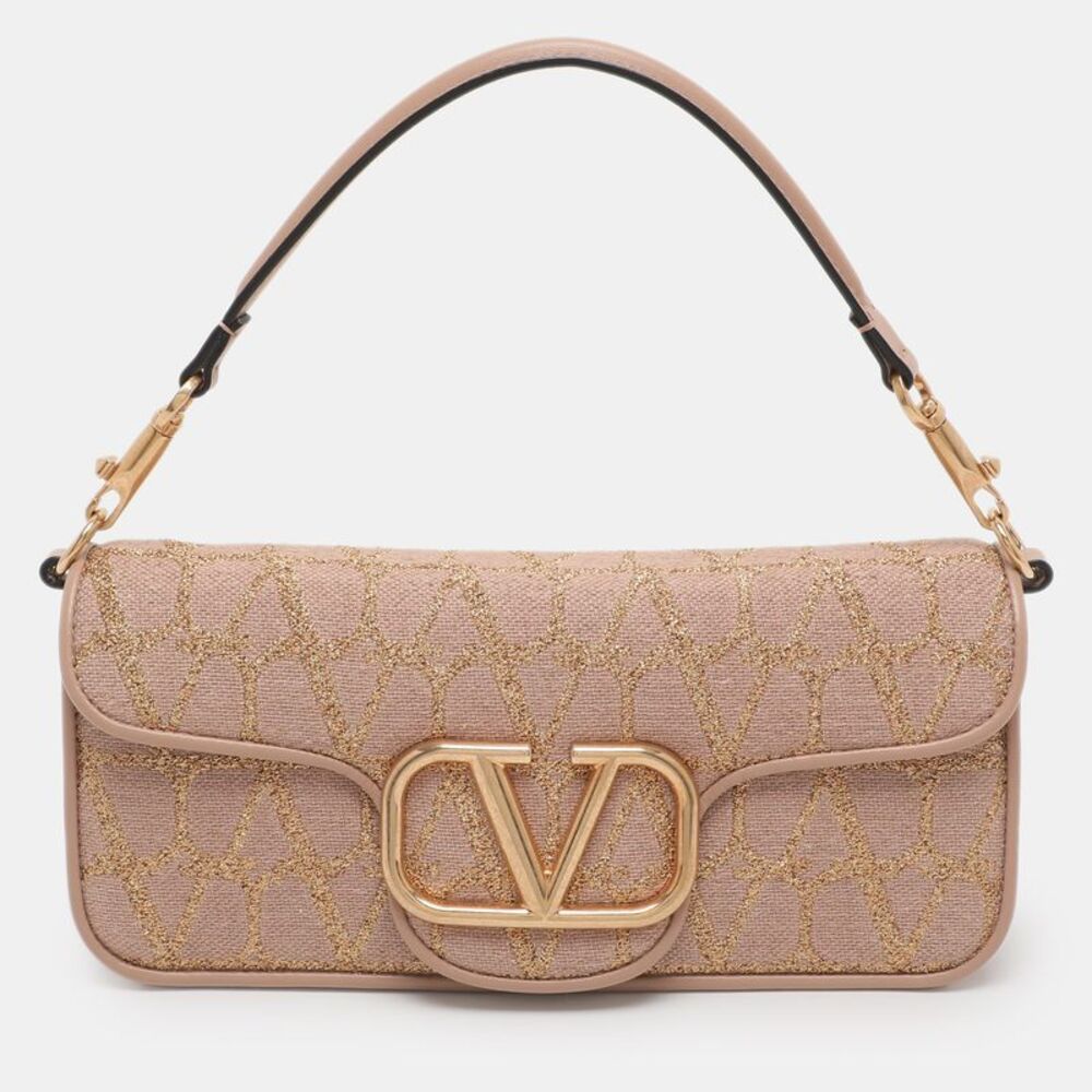 Valentino Loco Dusty Pink/gold Iconographe Canvas Flap Bag - Picture 1 of 7